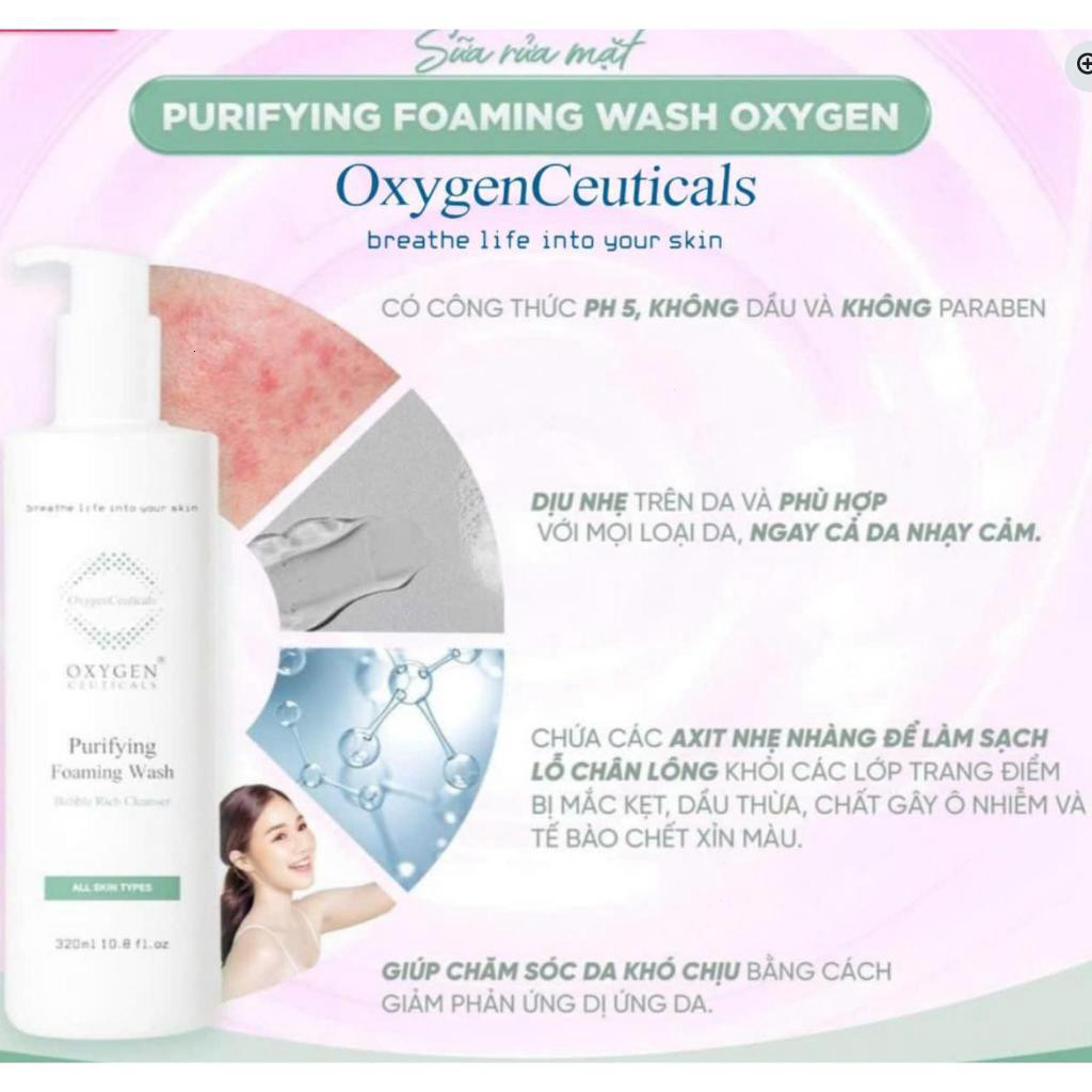 Sữa rửa mặt tạo bọt purifying foaming wash oxygen 100ml/320ml