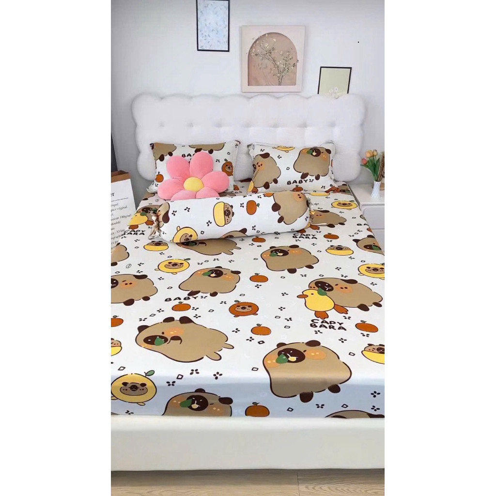DRAP 4 MÓN CAPYBARA THUN LẠNH ĐẸP HÀN QUỐC 1m->1m8x2m