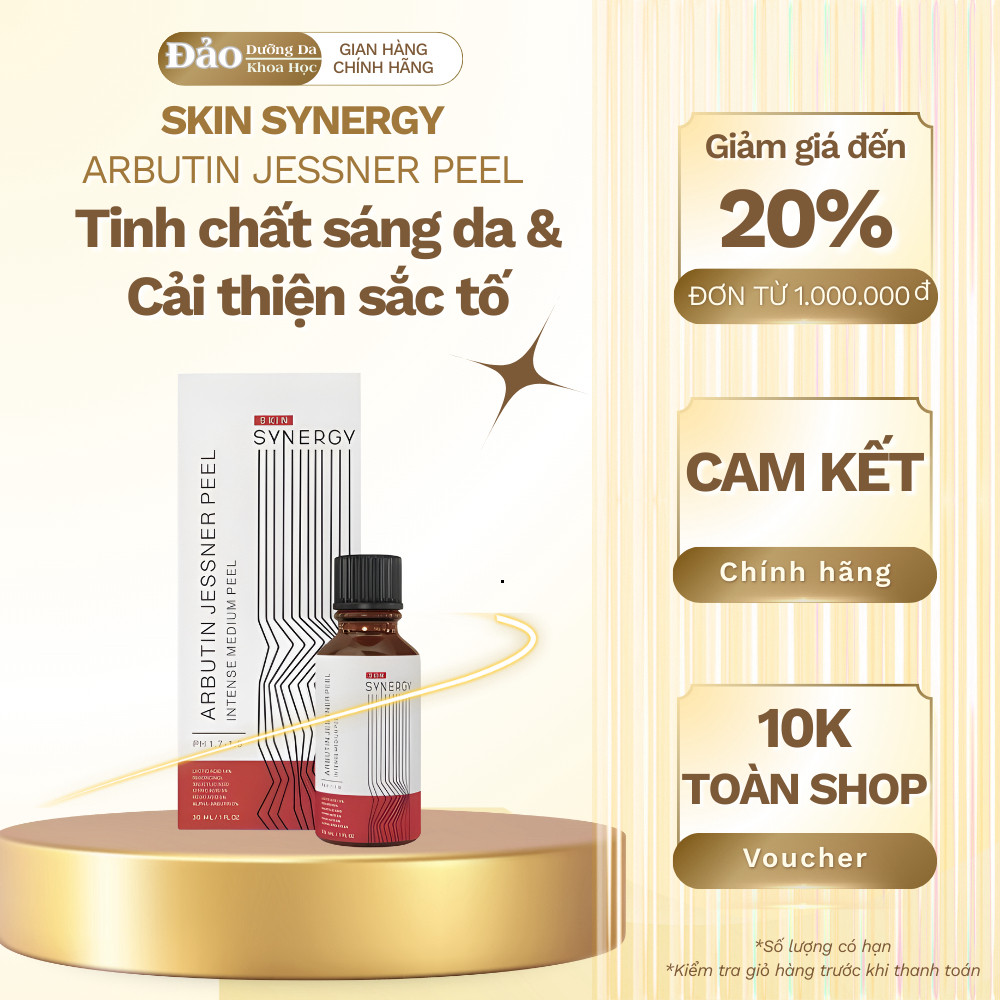 Tinh chất peel Skin Synergy Arbutin Jessner Peel giúp làm sáng da và cải thiện sắc tố 30ml