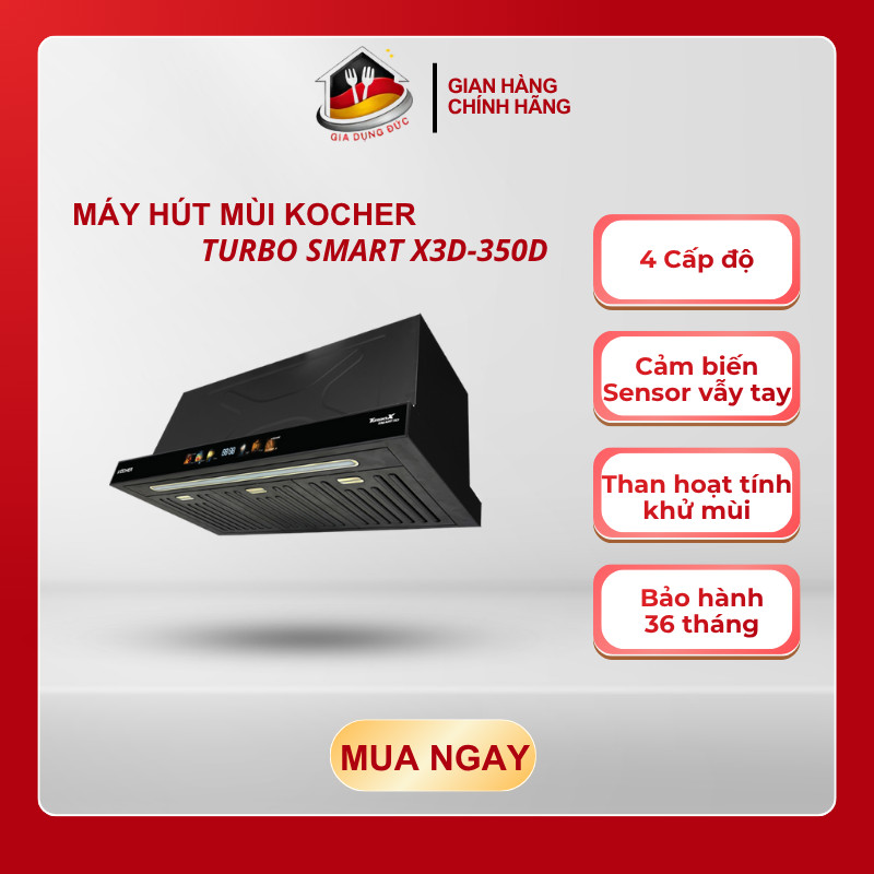 Máy Hút Mùi Kocher X3D-350D – Màn Hình Điều Khiển SMART 3D – Thiết Kế Nhỏ Gọn – HP