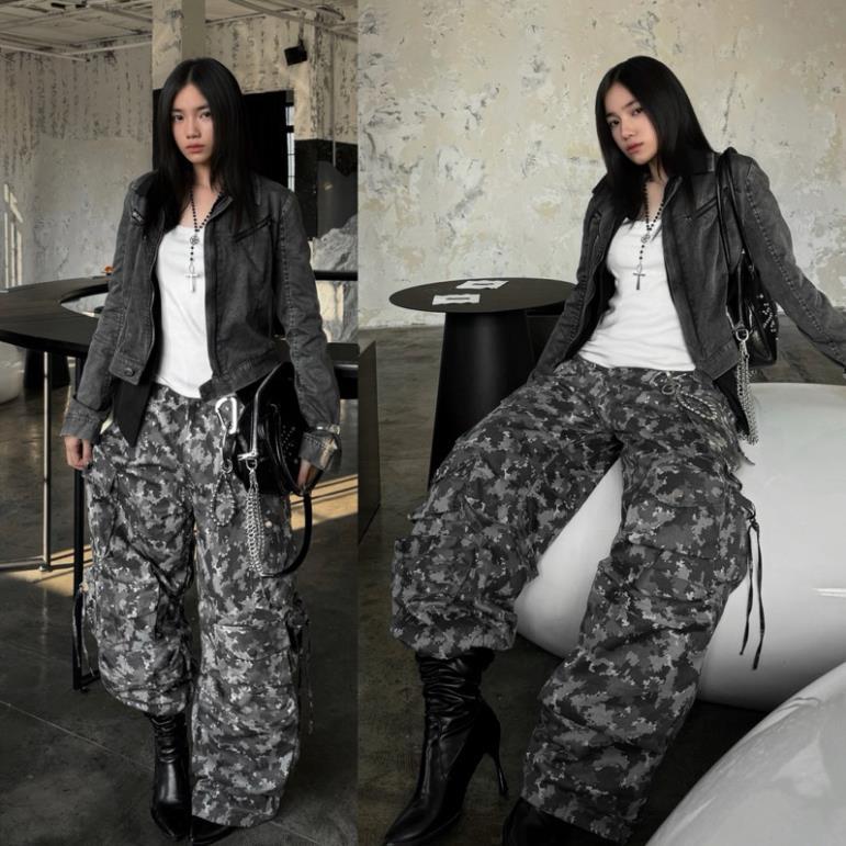 QUẦN CARGO PANTS XÁM LOANG CAMO - Quần Kaki 12 túi hộp màu CAMO dài suông ống rộng form nam nữ unise