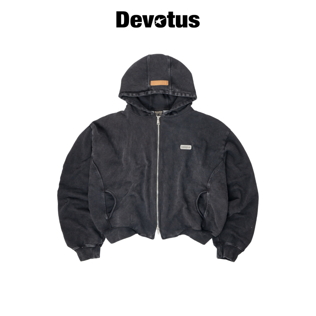 Áo khoác Static Hoodie Zip wash nỉ TWILL DEVOTUZS. 450gsm rã rập - Static Hoodie Zip Wash