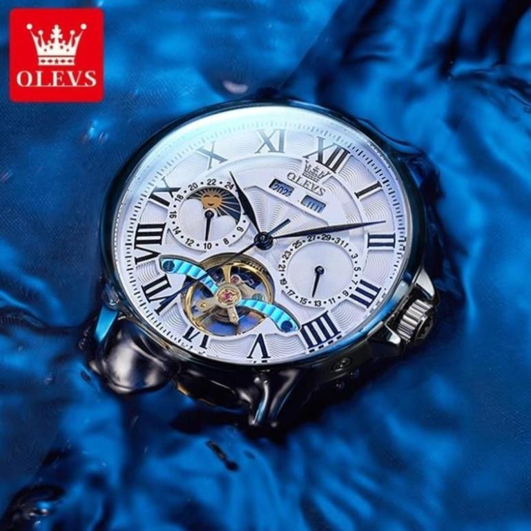 Đồng hồ nam Olevs lộ cơ automatic chính hãng,Đồng hồ đeo tay có lịch ngày đêm kèm hộp tặng bạn trai