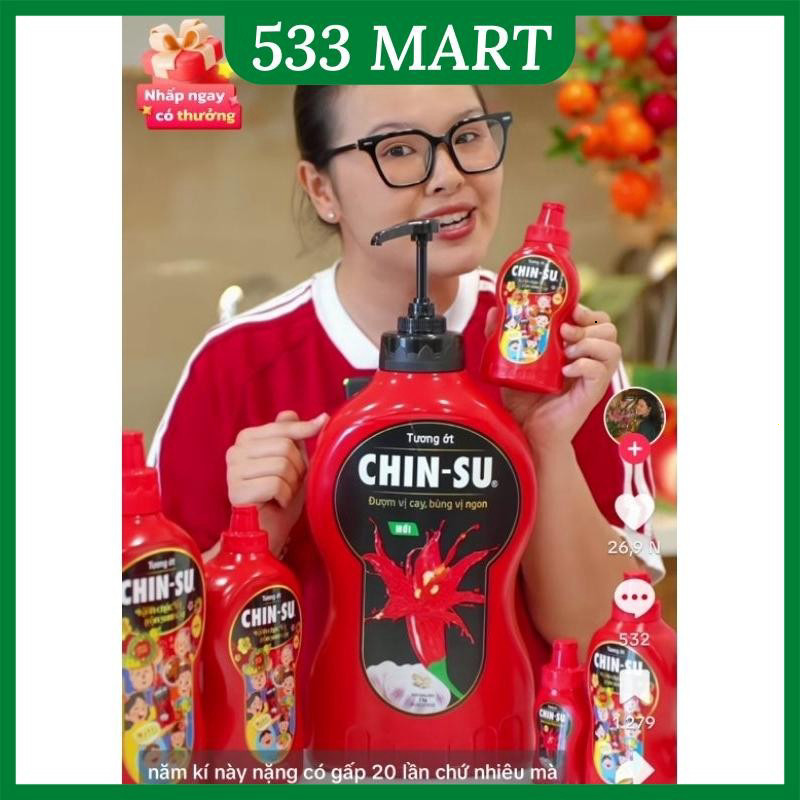 [HSD 27/9/2025] Tương ớt chinsu Siêu To khổng lồ 5kg chin-su ( tặng vòi bơm tiện lợi)