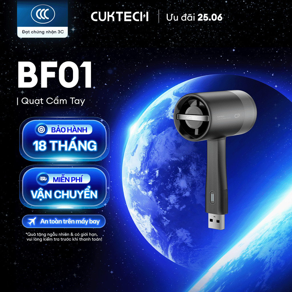 Quạt Cầm tay CUKTECH | 38.000 Vòng/ Phút |3 Chế Độ Gió |  Nhỏ Gọn | Bảo Hành 18 Tháng  BF01