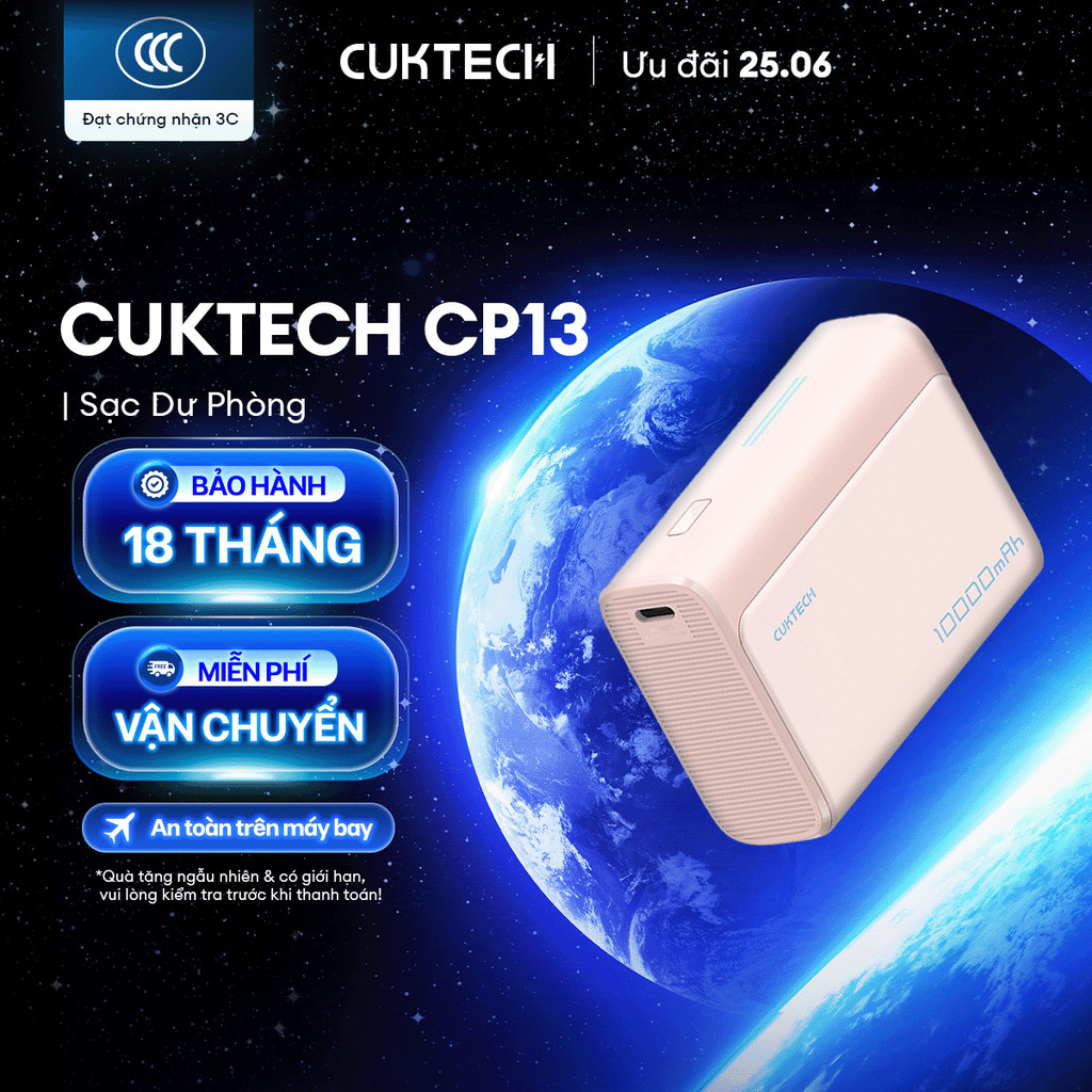 Sạc CUKTECH CP13/CP133L Kèm Cáp | Sạc Nhanh 30W Max | Dung Lượng 10.000mAh | Bảo Hành 18 Tháng LPB100 PB100S