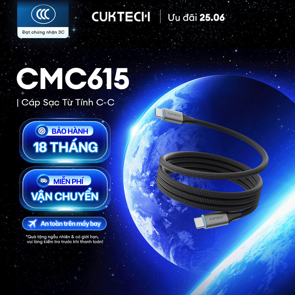 Cáp Sạc Từ Tính CUKTECH 240W C-C | Hỗ Trợ Sạc, Truyền Tệp Nhanh |  Bảo Hành 18 Tháng CMC610 CMC615 | BigBuy360 - bigbuy360.vn