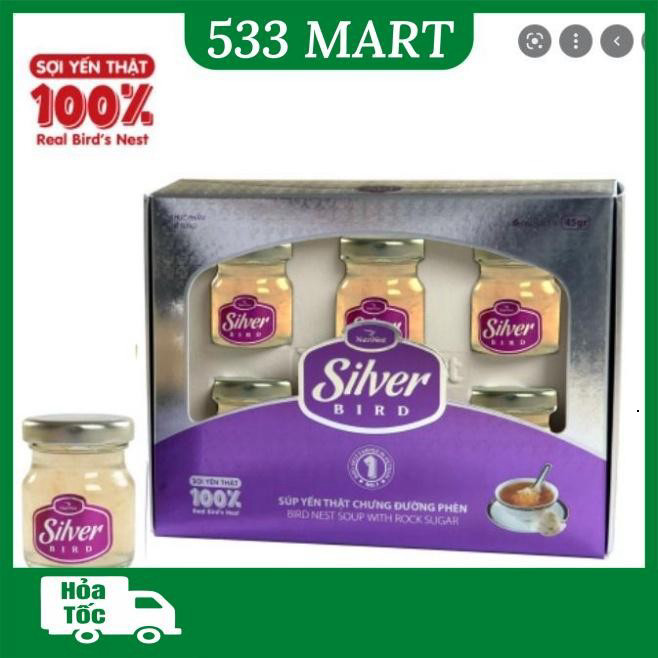 [HỘP QUÀ 6 HŨ] Nước Yến Sào Chưng Đường Phèn Sợi Yến Thật 100% 6 hũ x 42g