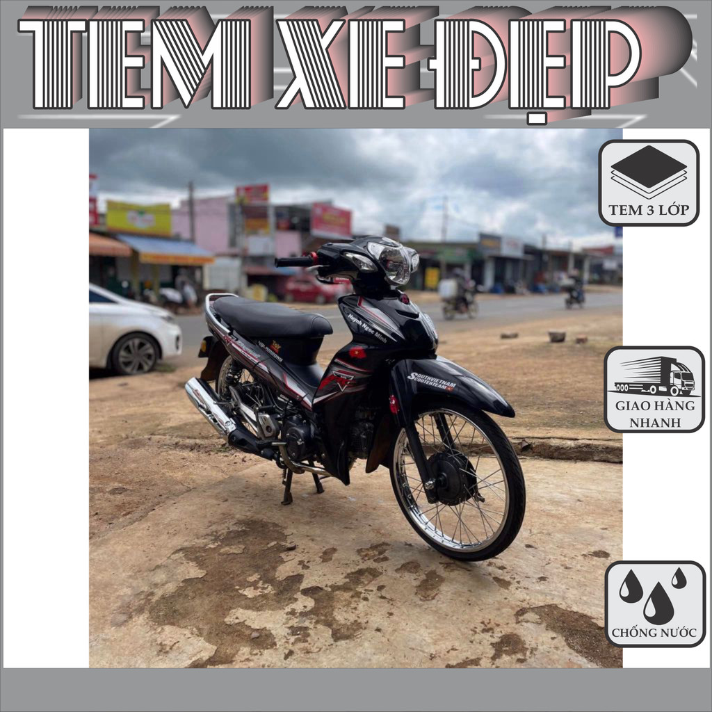 Tem Chữ Dán Trắng Decal 3 Lớp Cho Xe Elegant 50cc Rơ I Chọn dán tem chữ RC V3 đỏ cho xe tay ga elega