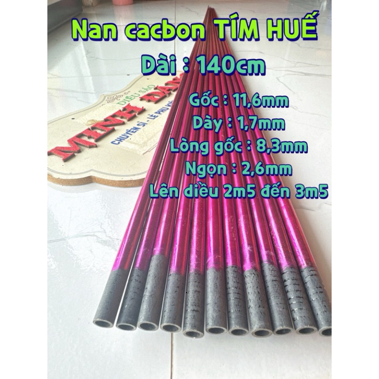 nan tím vip khung cacbon cao cap 1m1 1m25 1m4 làm diều 2m-3m5 chât lượng cao
