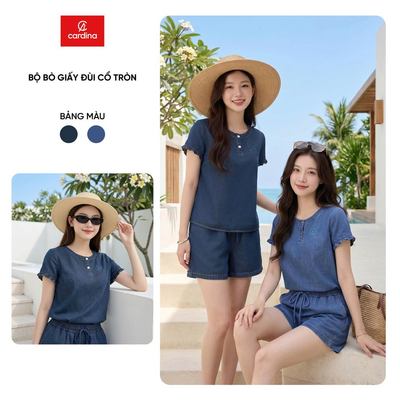 Đồ bộ nữ CARDINA chất liệu jean mềm thoáng mát kiểu dáng thời trang trẻ trung năng động 4BJN01