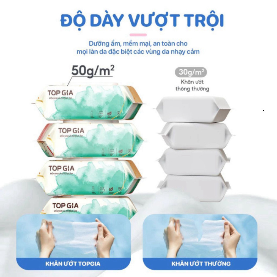 Thùng 10  gói khăn ướt cao cấp Top gia gói 80 tờ mềm mại không mùi không parabens dành cho em bé