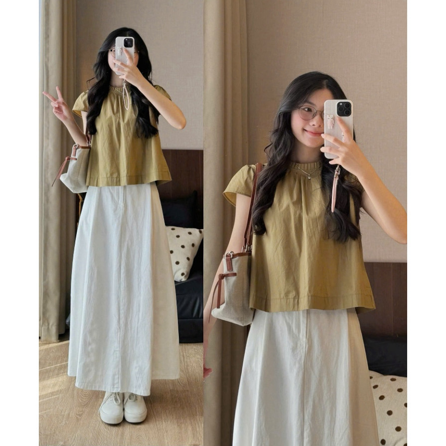 (ẢNH OLDSCHOOL) Áo kiểu nữ cổ xếp ly thô ướt thắt nơ SHEES.CLOTHING MA1777