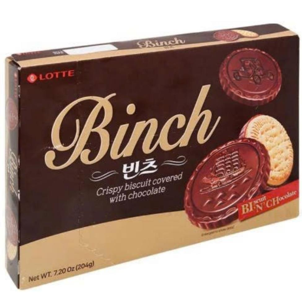 Bánh Quy Phủ Socola Binch Lotte , Nhập Khẩu Hàn Quốc.