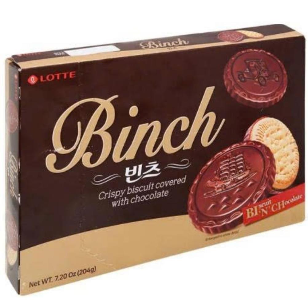 Bánh Quy Phủ Socola Binch Lotte , Nhập Khẩu Hàn Quốc.