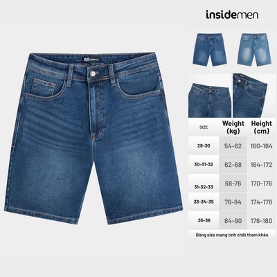 Quần Short Jean Insidemen Regular Fit Dáng suông mềm mại co giãn nhẹ IJH003AS0