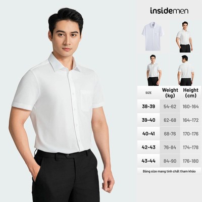 Áo Sơ Mi Nam Ngắn Tay Có Túi INSIDEMEN Form Ôm Vừa Vặn ISS010AZ
