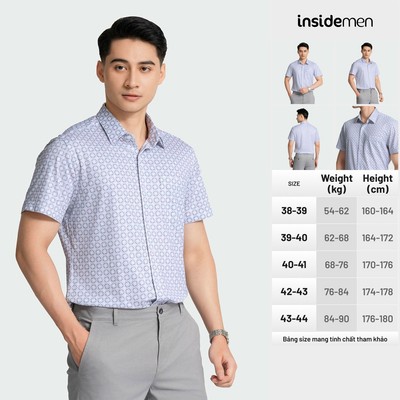 Áo sơ mi nam ngắn tay công sở INSIDEMEN modal sợi sồi thiên nhiên mềm mại, nhẹ nhàng ISS036AZ
