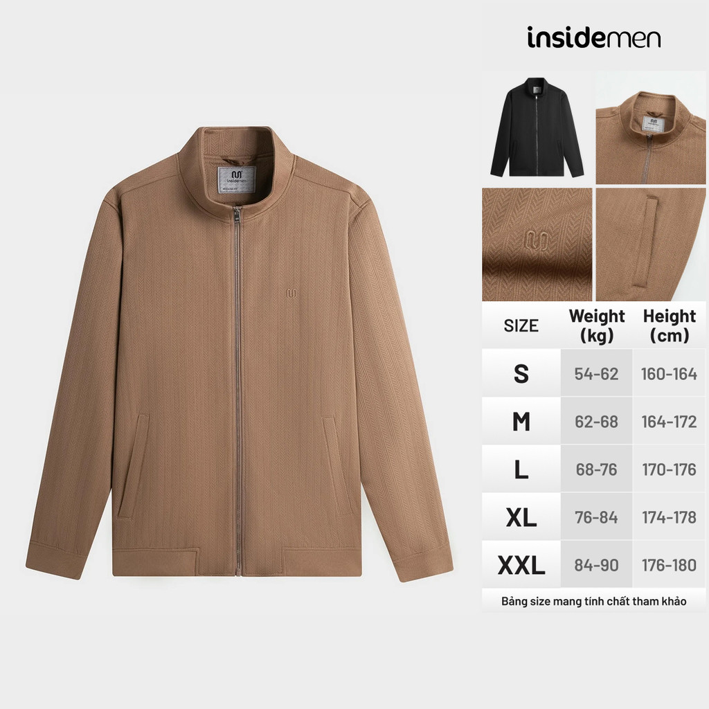 Áo Khoác Nam 2 Lớp Insidemen IJK050BZ Regular Fit Dệt Jacquard Giữ Ấm Tay Dài