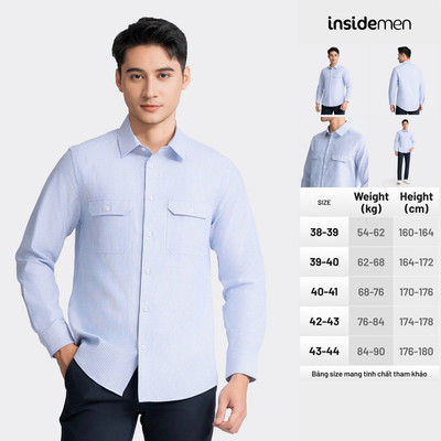 Áo Sơ mi Nam Insidemen Cotton Tay Dài Kẻ Sọc Comfort Fit ILS1010Z