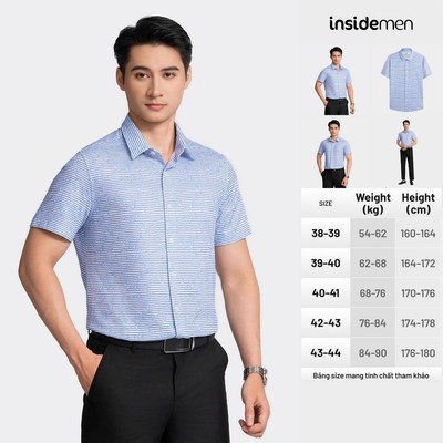 Áo Sơ Mi Kẻ Ngắn Tay Nam INSIDEMEN In Hoạ Tiết Form Ôm ISS035AZ
