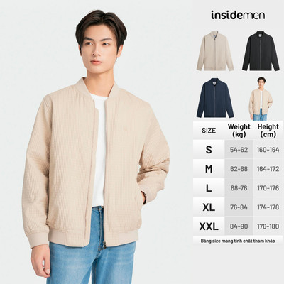 Áo Khoác Hai Lớp Cổ Bomber Gấu Áo Bo Rib Với Họa Tiết Kẻ Nhỏ Form Regular IJK046BZ