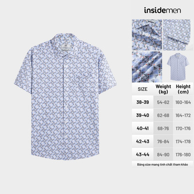 Áo Sơ Mi Ngắn Tay Hoạ tiết Nam Có Túi INSIDEMEN Form Ôm Vừa Vặn ISS029AZ