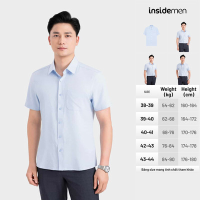Áo sơ mi ngắn tay nam Insidemen dáng Perfect Fit chỉn chu, gọn gàng vải Polyester ISS302MAH0