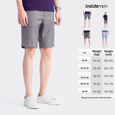 Quần short  âu nam INSIDEMEN Reguar fit co giãn ít nhăn bền màu ISO008S3