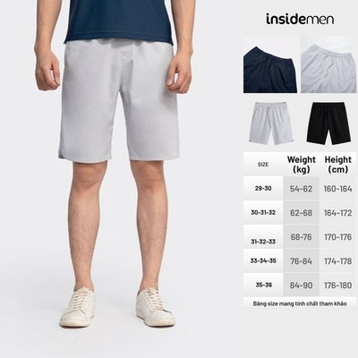 Quần short nam INSIDEMEN vải dệt kim mềm mại cạp chun thoải mái thoải mái giữ  ISOR01
