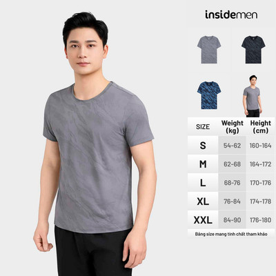 Áo Thun Nam Insidemen Hoa Văn Cá Tính Vải Polyamide Spandex, Regular Fit  ITS027MAH0