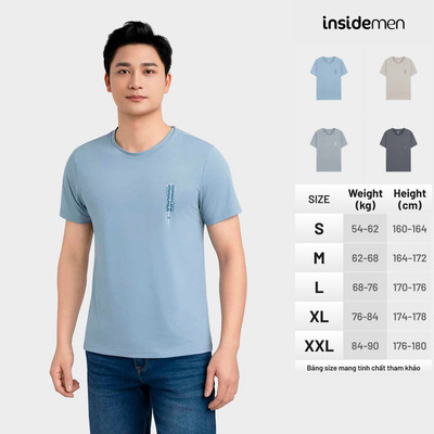 Áo Thun Nam Insidemen Phong cách Regular Fit, Vải Polyamide Spandex ITS008MAH0