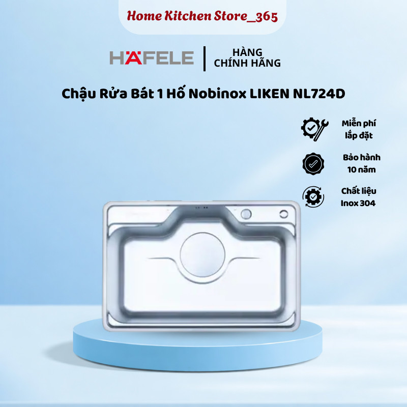 Chậu Rửa Bát Nobinox Liken NL724D - Dài 72cm - Bề Mặt Vân Siêu Mịn - Hạn Chế Trầy Xước - ST3