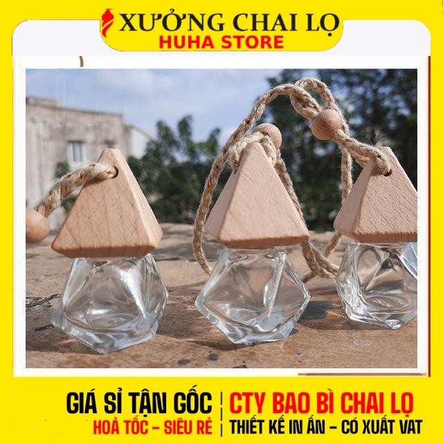 [COMBO 5 CÁI] Vỏ Chai Lọ Treo Xe 8ml–10ml | Lục Giác & Hình Vuông Đựng Tinh Dầu, Chiết Nước Hoa
