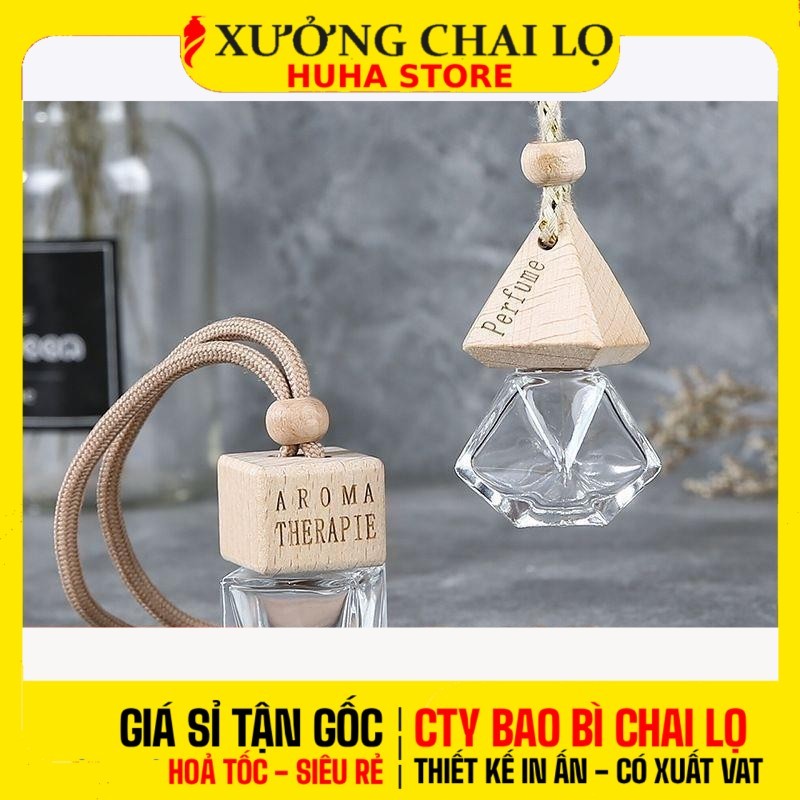 [COMBO 10 CÁI] Vỏ Chai Lọ Đựng Tinh Dầu Treo Xe 8ml-10ml Lục Giác/Hình Vuông Chiết Nước Hoa, .