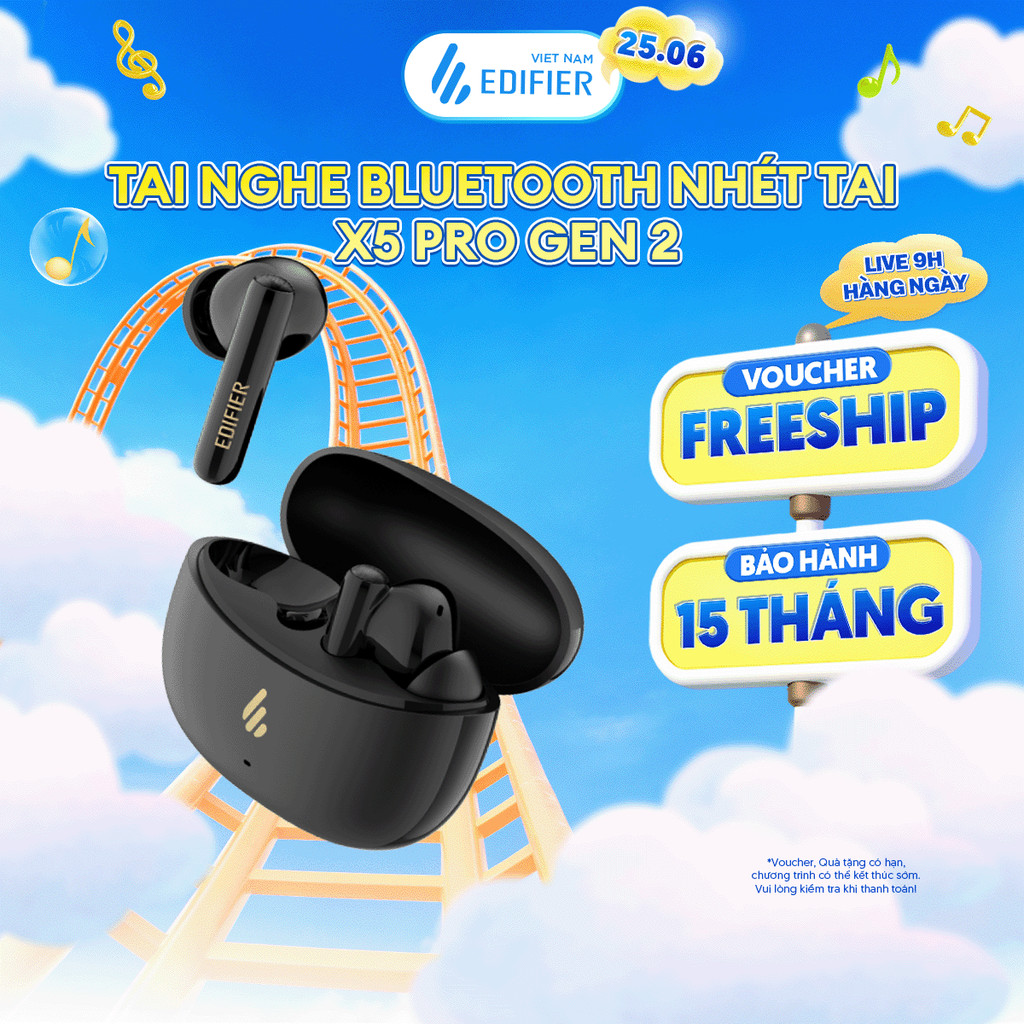Tai Nghe Bluetooth Nhét Tai EDIFIER X5 PRO| Chống Ồn Chủ Động | Thời Gian Sử Dụng Tới 31H | Bảo Hành 15 Tháng