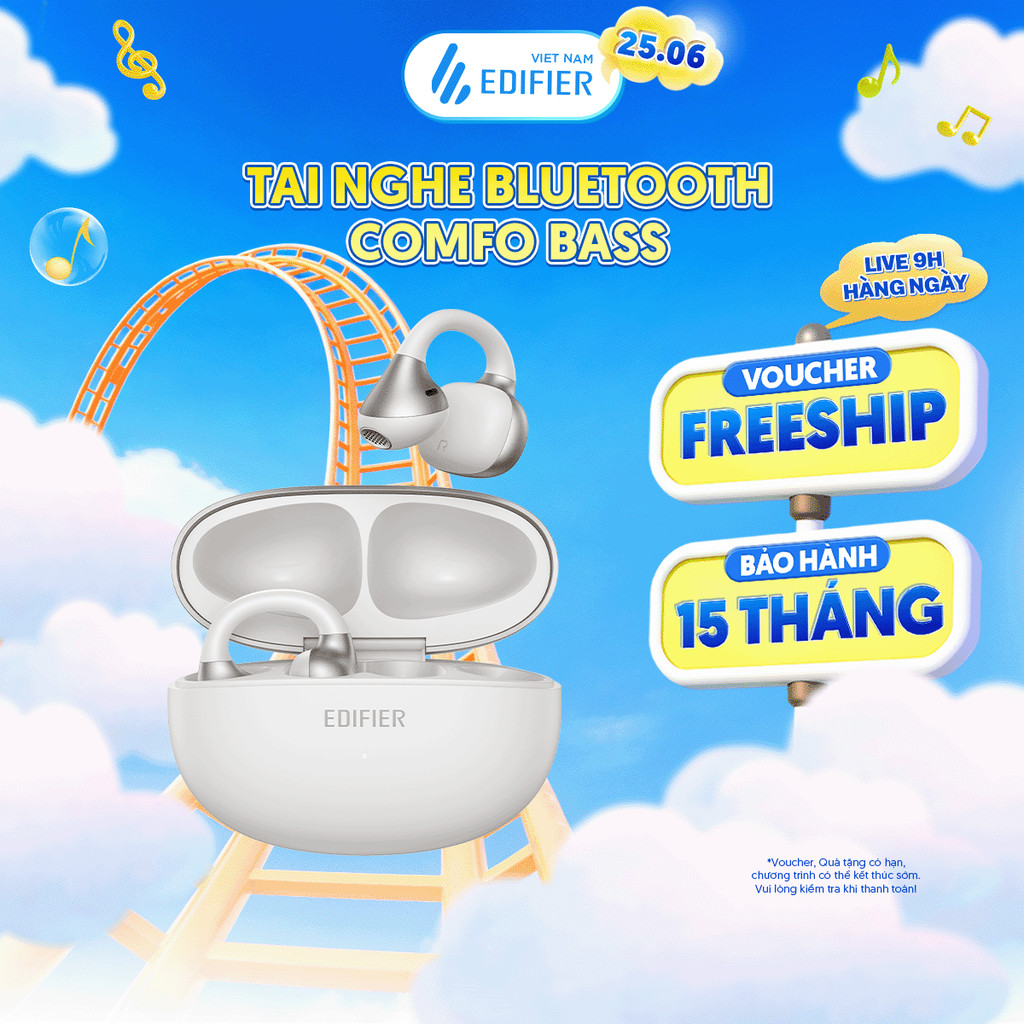 Tai Nghe Bluetooth Kẹp Tai EDIFIER COMFO BASS | Thời Gian Sử Dụng Tới 22H | Kháng Nước, Bụi IP55 | Bảo Hành 15 Tháng | BigBuy360 - bigbuy360.vn