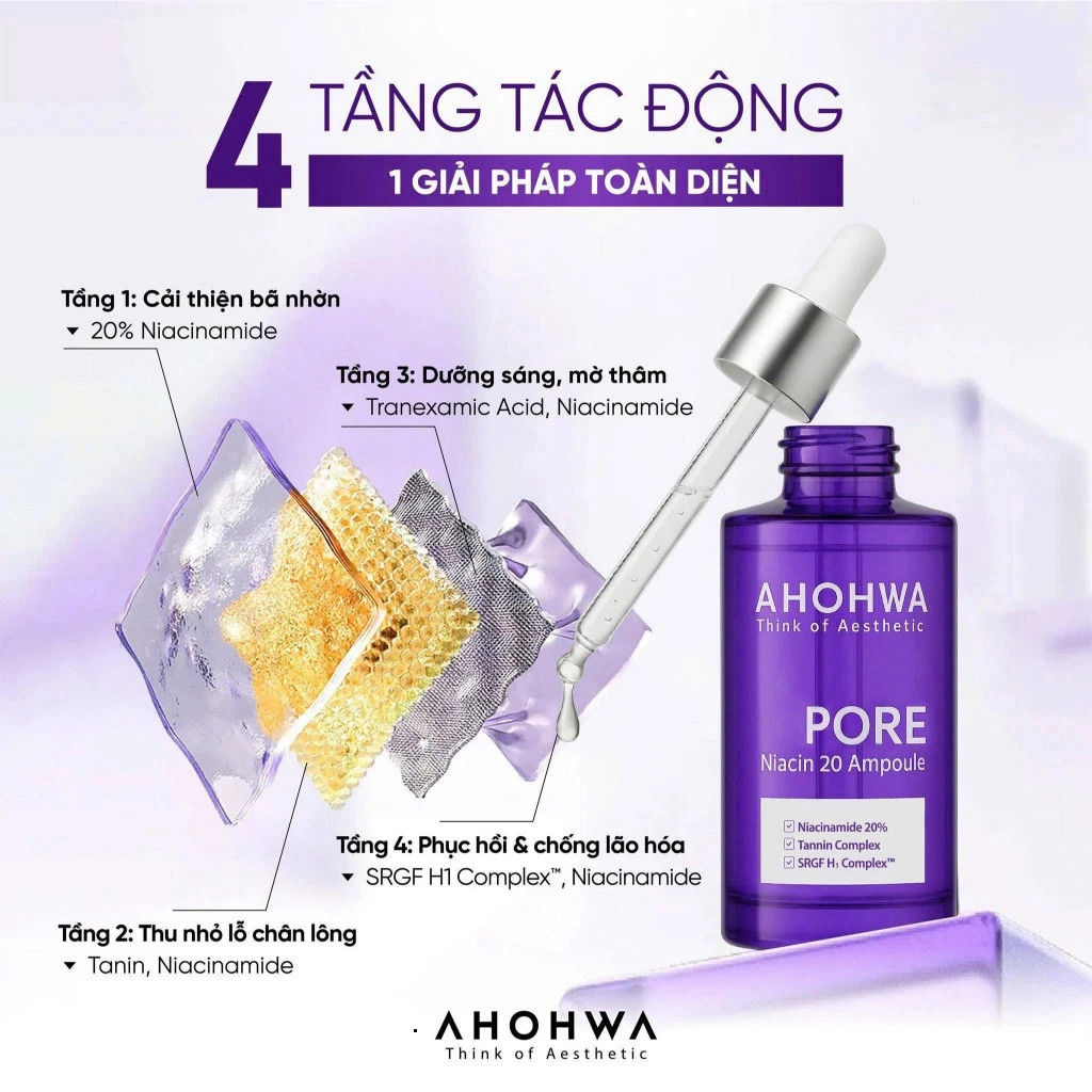 Serum Ahohwa làm sáng, cải thiện sắc tố, thu nhỏ lỗ chân lông Ahohwa Pore Niacinamide 20% Ahohwa 30m