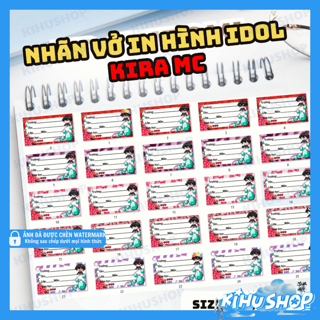 [KIHUSHOP] Set 20 nhãn vở Kira Mc nhiều mẫu, dán chắc, ghi tên học sinh tiện dùng cho tập vở