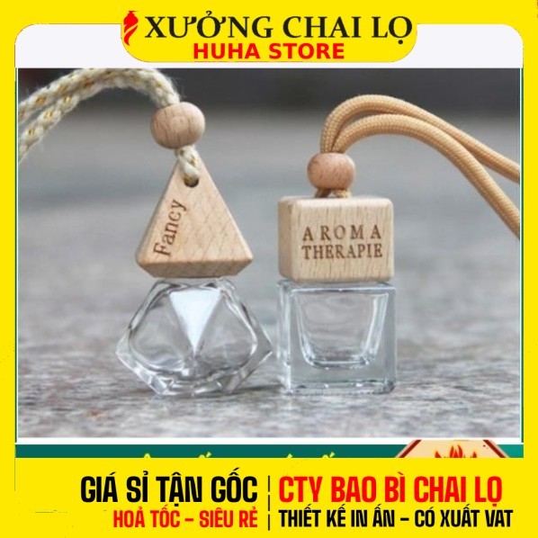 [COMBO 10 CÁI] Vỏ Chai Lọ Đựng Tinh Dầu Treo Xe 8ml-10ml | Lục Giác & Vuông, Chiết Dầu Thơm