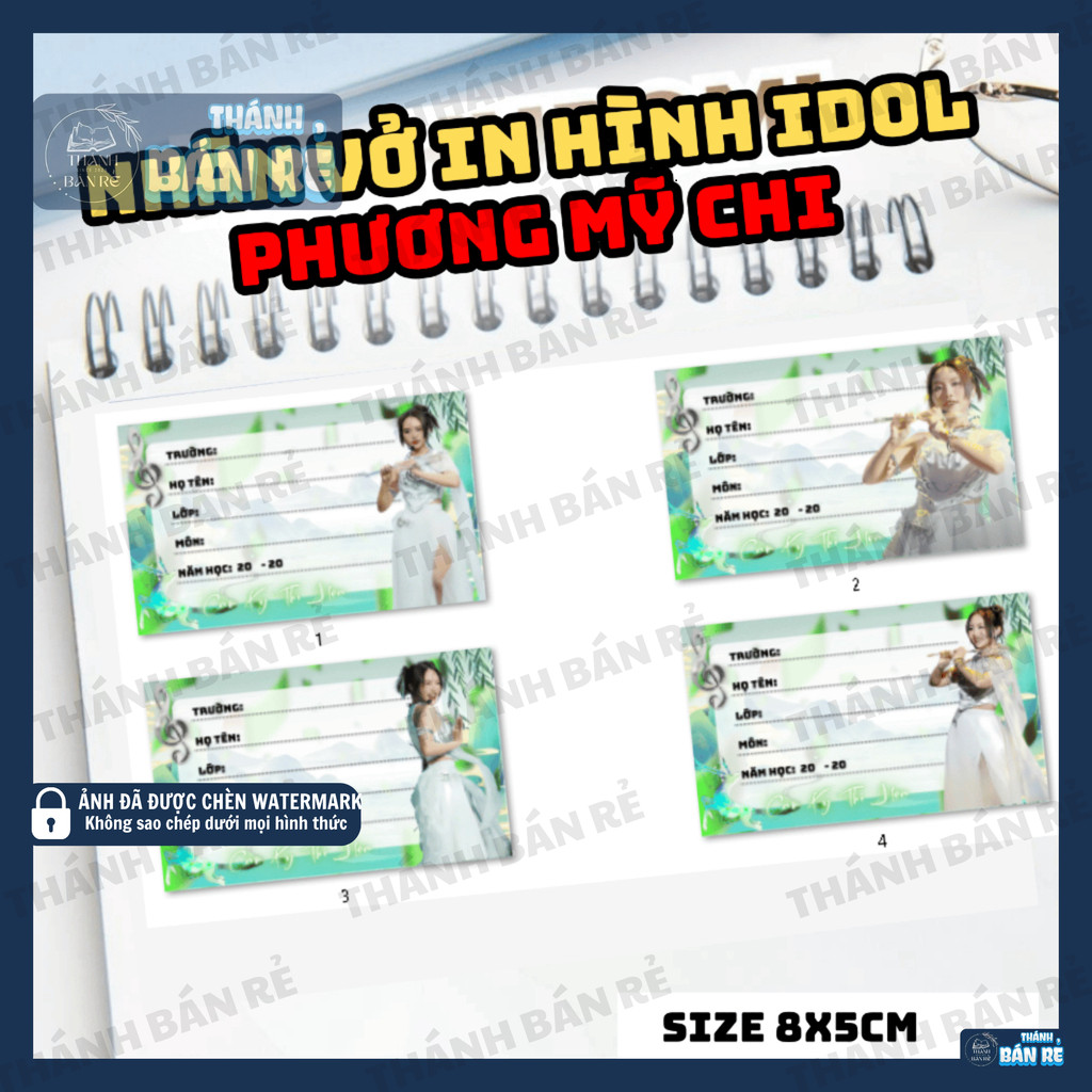 🔥HOT🔥 Set 20/50 nhãn vở Cầm Kỳ Thi Họa in đẹp, dán chắc, gồm Phương Mỹ Chi, Lamoon, Bảo Anh, Bích Ph