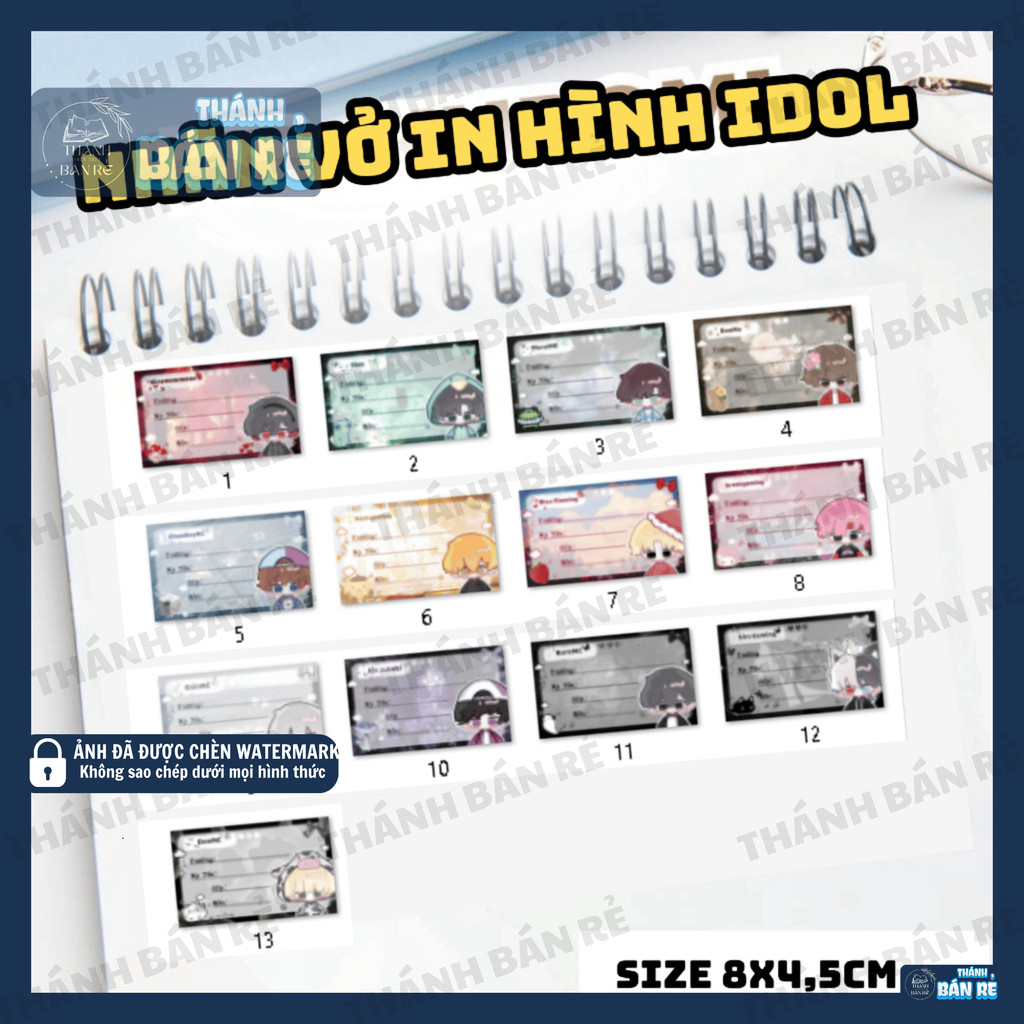 🔥HOT🔥 Set 20/50 Nhãn Vở Kira MC, Kisa, Kijay, Siro, Donz... bo góc nhiều mẫu mã, dễ dán Mới
