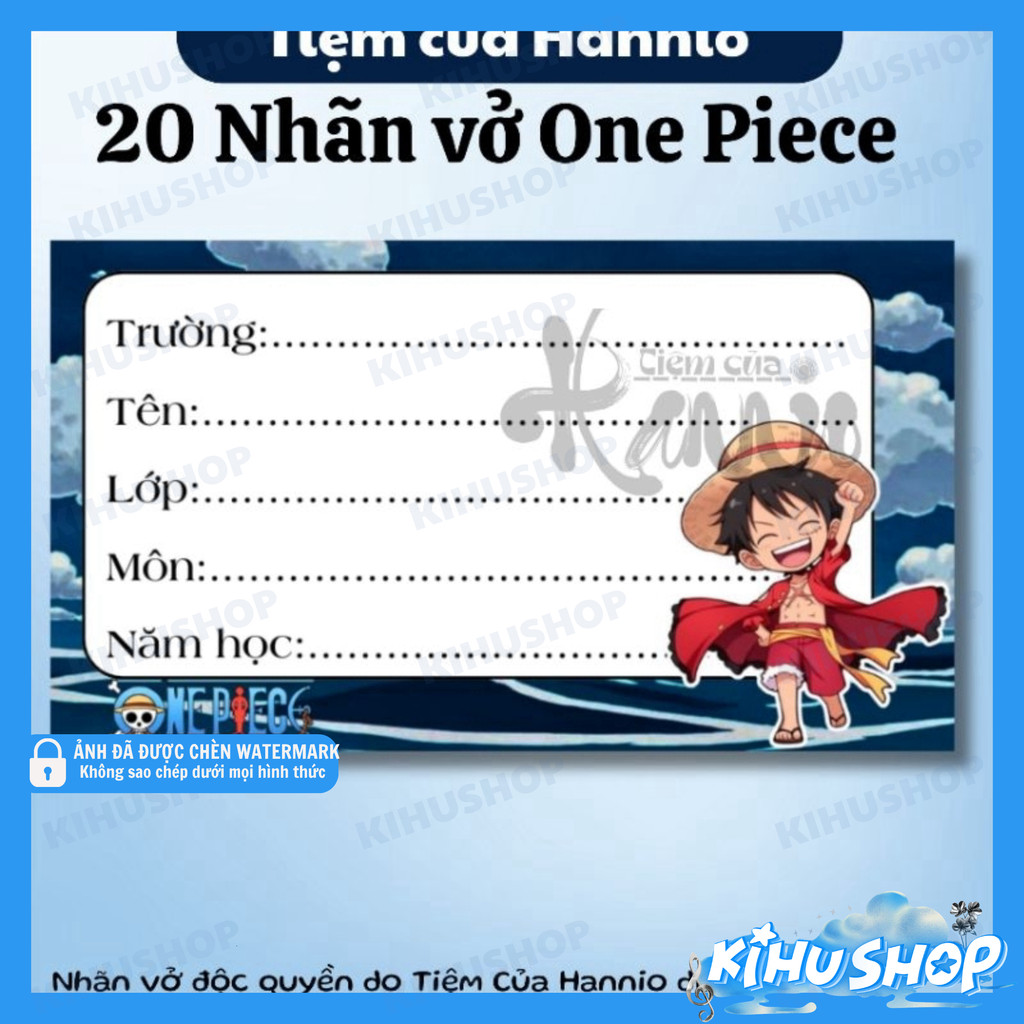 [KIHUSHOP] Set 20 nhãn dán One Piece trang trí sổ vở, dán đồ dùng học tập tiện lợi, bền đẹp