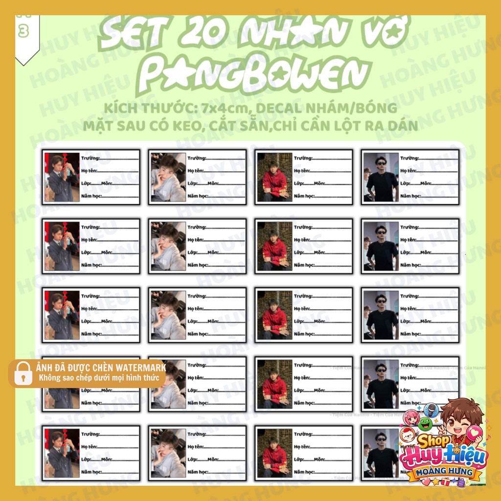 [SHIP NHANH] SET 20 Sticker nhãn vở Lamoon decal nhám/bóng có keo, cắt sẵn dán sổ tay học sinh