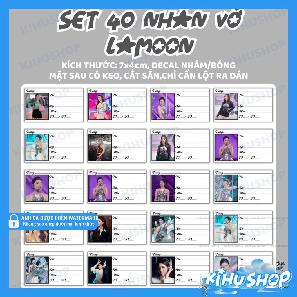 [KIHUSHOP] SET 40 Sticker Nhãn Vở Lamoon Decal Nhám/Bóng Có Keo Cắt Sẵn Trang Trí Sổ Tay Dán Vở Học 