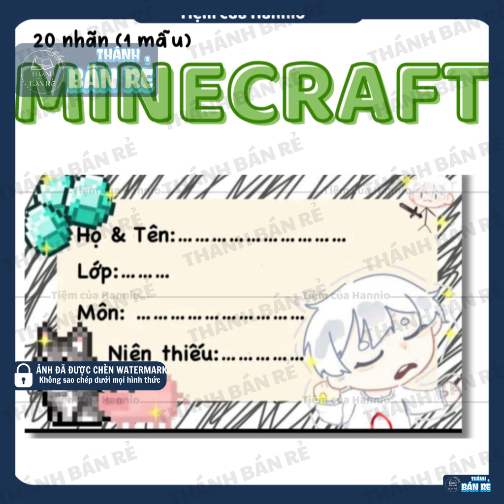 🔥HOT🔥 Bộ 20 nhãn vở in hình Kira MC, NeuyQ, Kresh, Kijay, Kenn, Ozin 7.4x4.2cm Mới