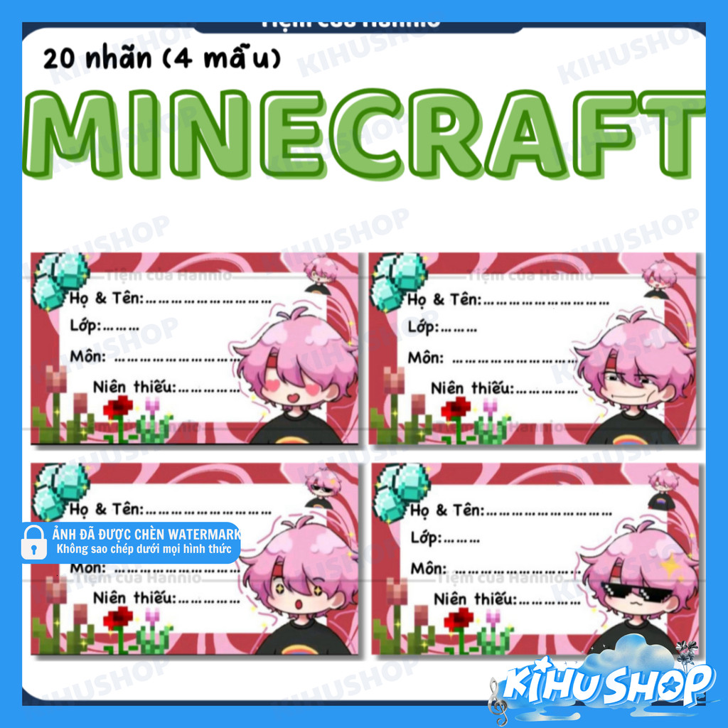 [KIHUSHOP] Bộ 20 nhãn vở in hình Kira MC, NeuyQ, Kresh, Kijay, Kenn, Ozin 7.4x4.2cm