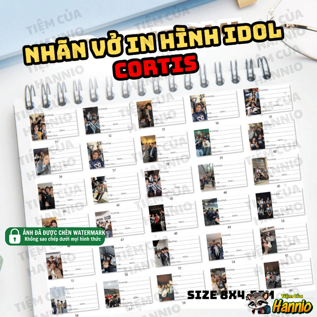 Set 30 Nhãn Vở Cortis