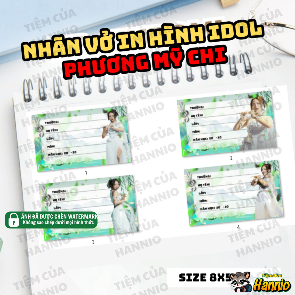 Set 20/50 nhãn vở Cầm Kỳ Thi Họa gồm Phương Mỹ Chi, Lamoon, Bảo Anh, Bích Phương