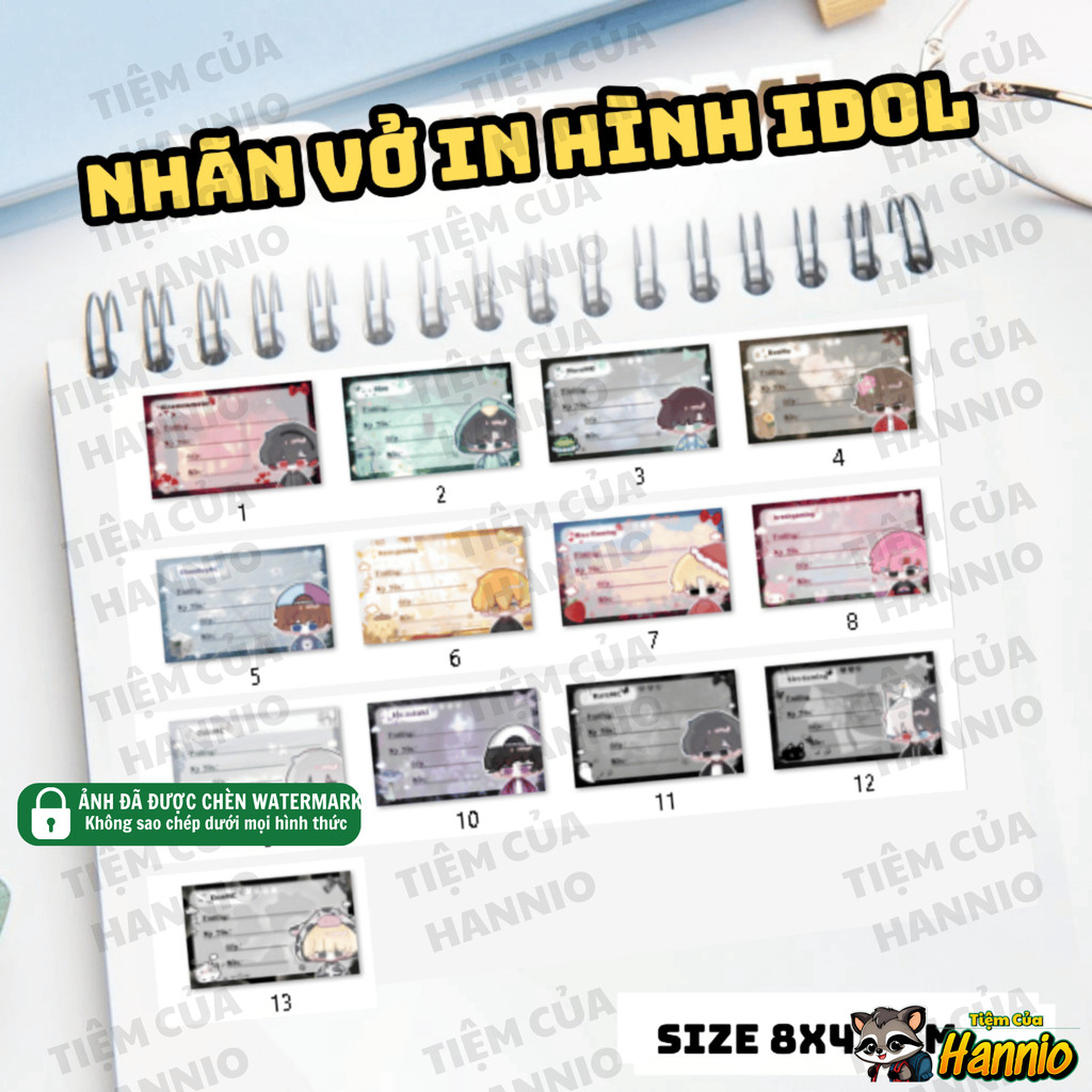 Set 20/50 Nhãn Vở Kira MC, Kisa, Kijay, Siro, Donz,.. nhiều mẫu mã thành viên bo góc